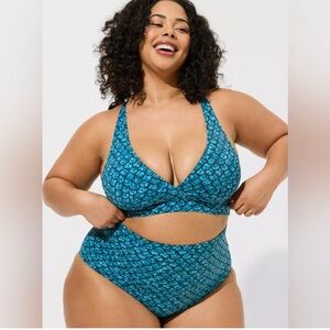 Torrid mermaid, blue, and black swimsuit